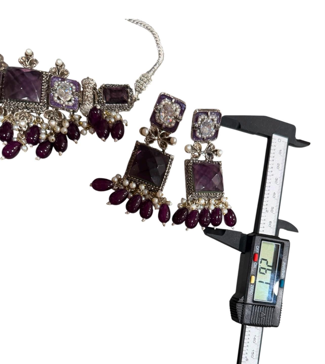 Elegant Handmade purple Vintage Jewelry Set Timeless Statement