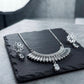 Elegant Silver Tone Cubic Zirconia Necklace with Drop Earrings Set for Women