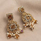 Elegant Gold Tone Chandbali Drop Earrings with Pearl Accents for Festivals and Traditional Wear