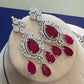 Elegant Highend designer Silver Tone Jewelry Set with Ruby Red Stones for Receptions and Occasions Statement piece