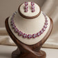 Elegant Cz and pink Ruby stones Bridal Necklace Set with Matching Earrings for Weddings