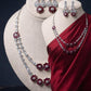 Elegant Highend rhodium silver and ruby double layer necklace set gift for her