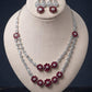 Elegant Highend rhodium silver and ruby double layer necklace set gift for her