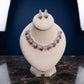 Elegant Silver Tone Ruby Red Floral Necklace Set with Matching Earrings for Special Occasions