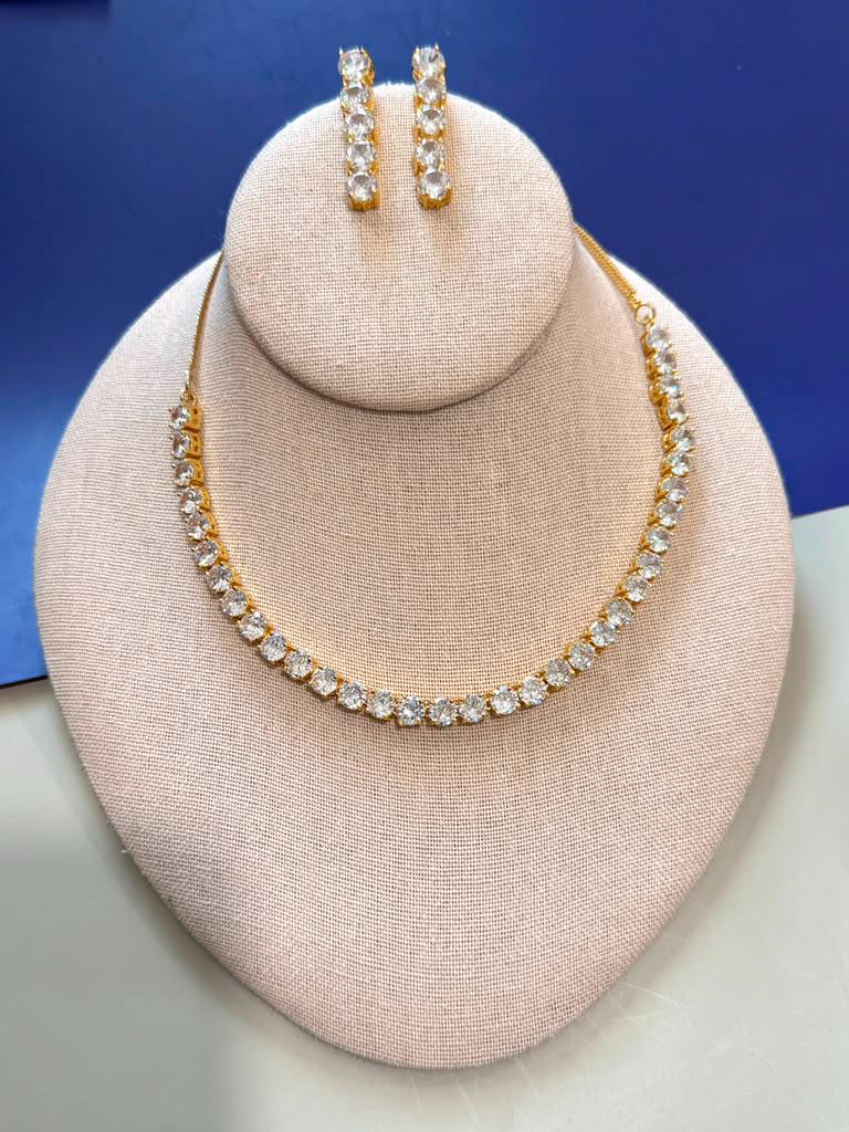 Elegant Gold Plated Necklace Set with Matching Earrings for Everyday Luxury