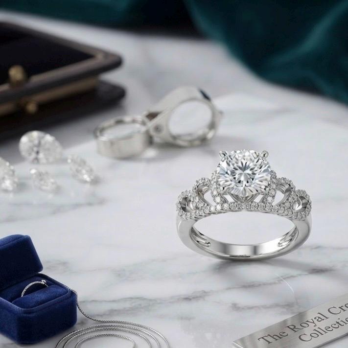 Elegant Round Cut Bridal Ring with a Sparkling Cubic Zirconia Solitaire Ring rhodium silver plated