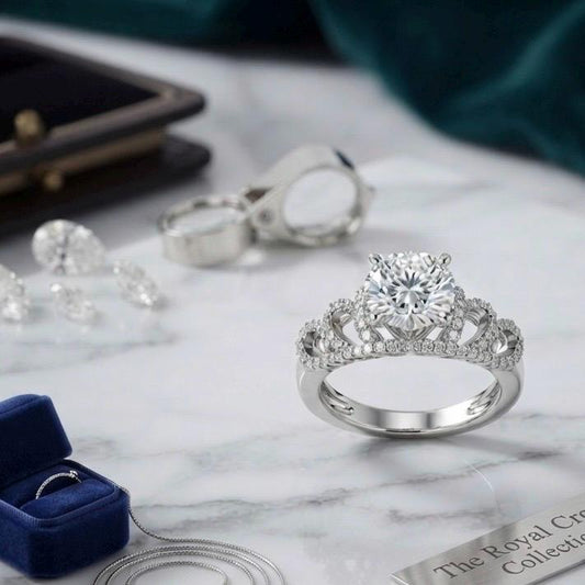 Elegant Round Cut Bridal Ring with a Sparkling Cubic Zirconia Solitaire Ring rhodium silver plated