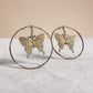 Oversized Butterfly Hoop Earrings in Gold Tone with Sparkling Pavé Detail
