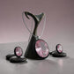 Stylish Modern pentend Set with black enamel , soft rose hue with Matching studs for Every Special Occasion