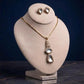 Elegant Gold Plated Kundan monzonite with Ad stones Pendant Necklace Set with Earrings.Antique polish