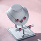 Elegant Silver tone Necklace Set with sarouski/Baguette Cubic Zirconia and Matching Drop Earrings