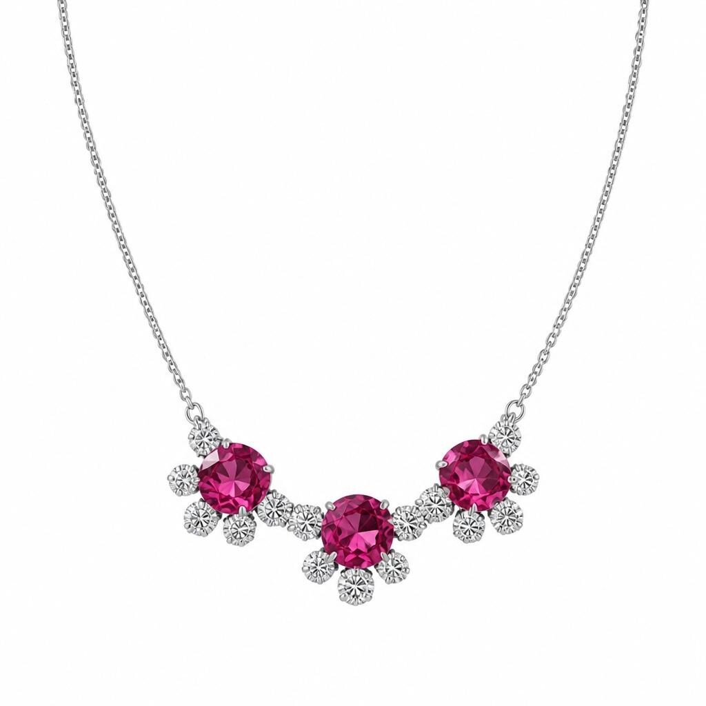 Elegant Silver tone Necklace Set with sarouski/Baguette Cubic Zirconia and Matching Drop Earrings