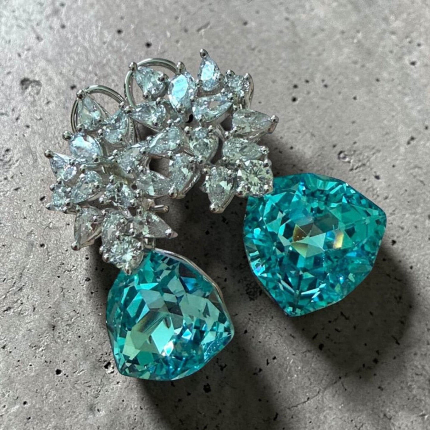 Designer Statement Drop Earrings, Luxury Dangle Earrings, Floral Bridal
