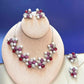 Ruby Red Pearl designer Highend Necklace Set with Matching Earrings ,Ring,tikka for Women