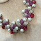 Ruby Red Pearl designer Highend Necklace Set with Matching Earrings ,Ring,tikka for Women