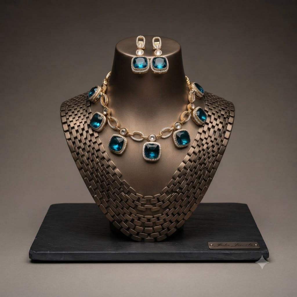 Emerald Necklace Set with Matching Earrings for Women and Special Occasions