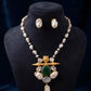 Baroque Pearl Pendant Necklace with Emerald Stone in Gold Tone for Women