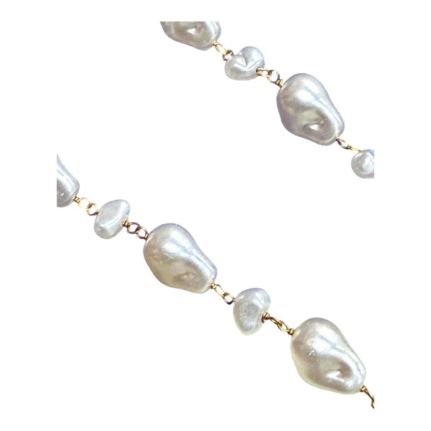 Baroque Pearl Pendant Necklace with Emerald Stone in Gold Tone for Women