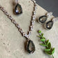 Elegant Necklace Set with Grey /Blue Teardrop and Coordinating Drop Earrings