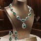 Vintage Inspired Emerald Green Necklace and Earrings Set for Women