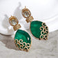 Sophisticated Emerald Drop Earrings with Premium Gold Plated Detail