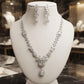 Art Deco Pendant Necklace Set with Rhodium Finish and Cubic Zirconia Drop Earrings
