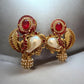 Luxury Gold-Toned Pearl & Black Stone fusion Earrings pakistani bollywood Style