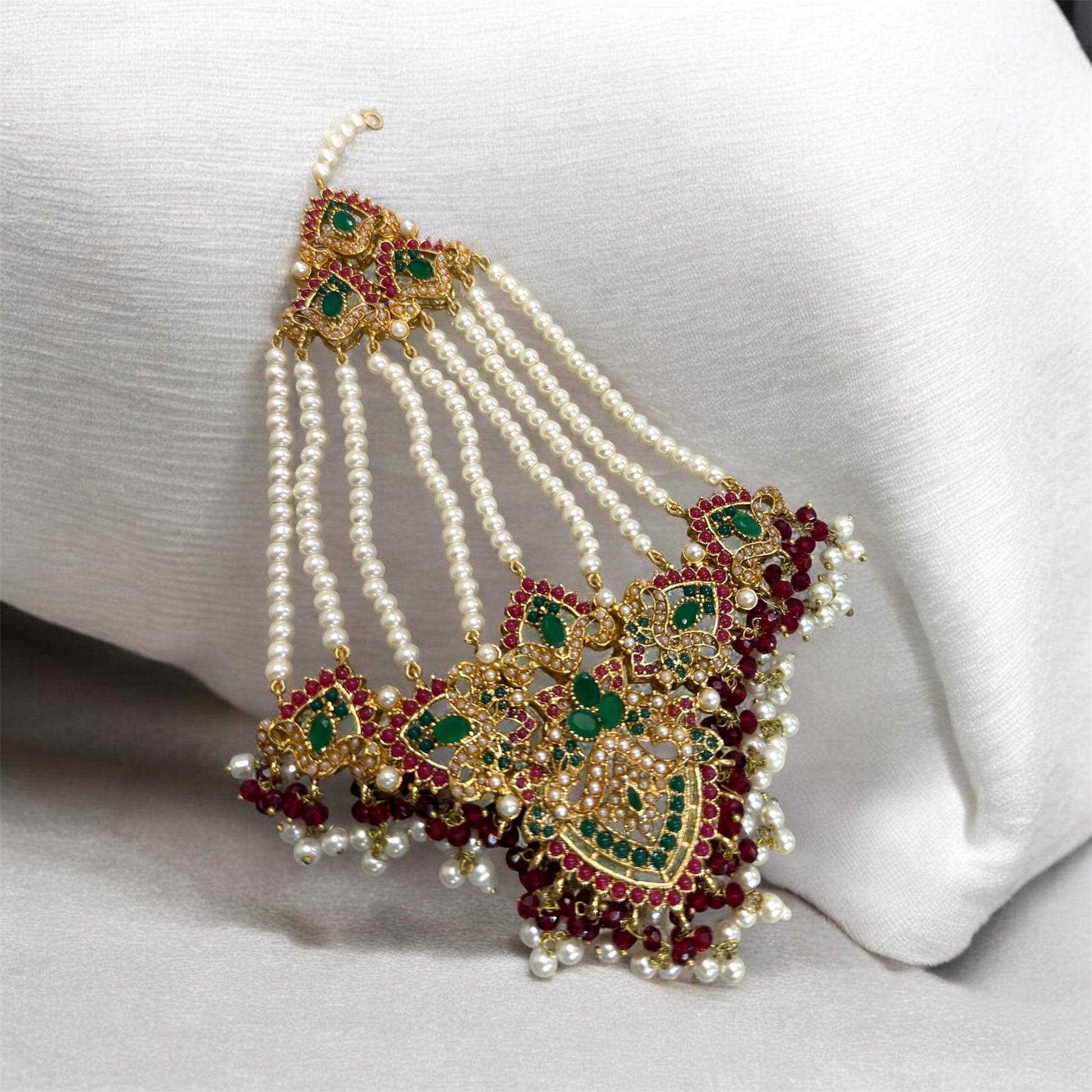 Exquisite Ruby and emerald Necklace Set with Earrings - Traditional Indian Bridal Jewelry