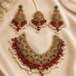 Exquisite Ruby and emerald Necklace Set with Earrings - Gold plated traditional Pakistani /Indian Bridal Jewelry