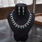 Elegant Leaf Motif Necklace Set with Simulated Emerald Stones