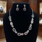Multicolor Gemstone Necklace Set with Rhodium Finish for Women