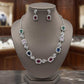 Multicolor Gemstone Necklace Set with Rhodium Finish for Women