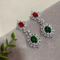 Art Deco Necklace Set with Emerald Sapphire and Ruby Pink Stones
