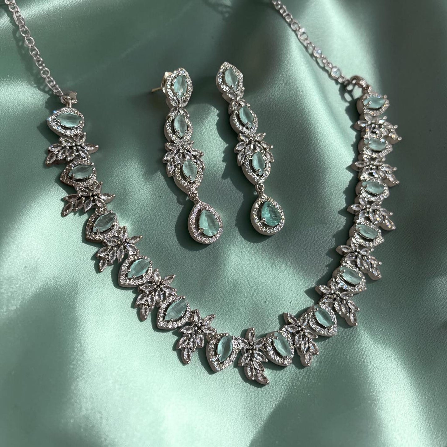 Contemporary Botanical Necklace Set with Matching Earrings