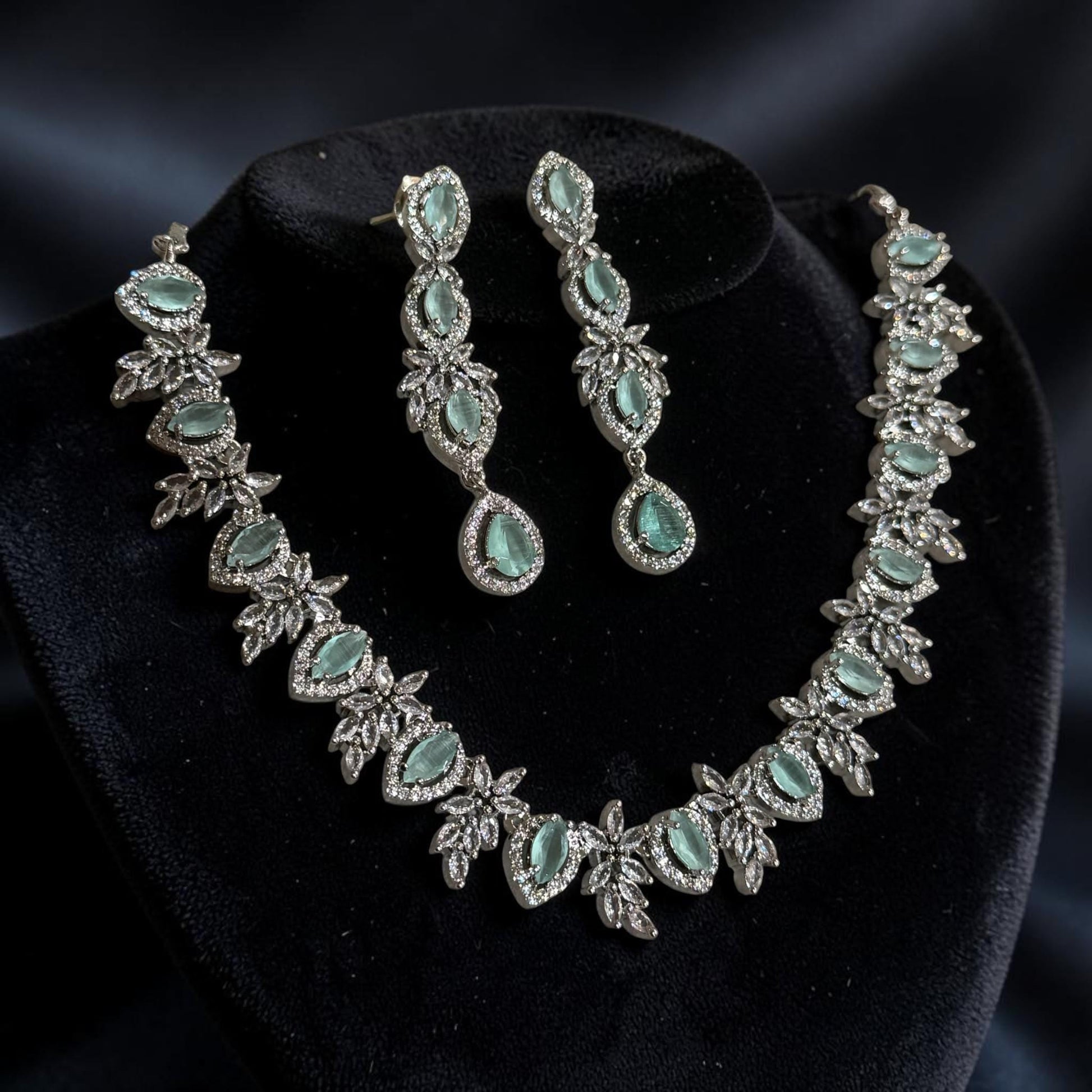Contemporary Botanical Necklace Set with Matching Earrings