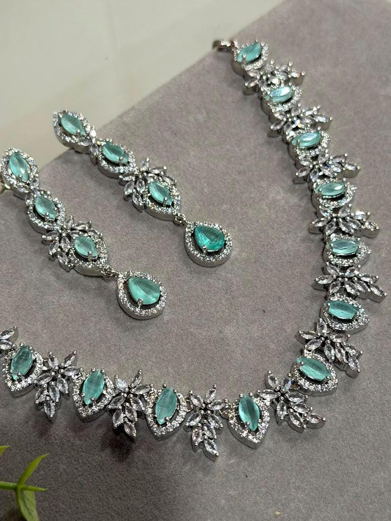 Contemporary Botanical Necklace Set with Matching Earrings