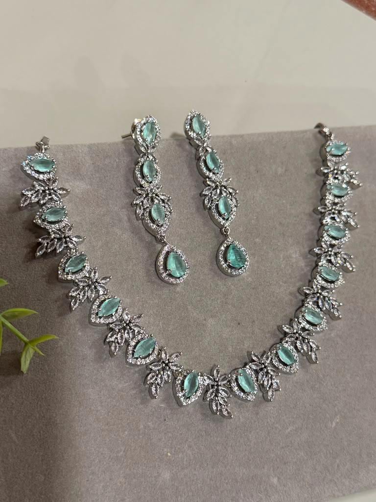 Contemporary Botanical Necklace Set with Matching Earrings