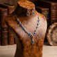 Multicolor Teardrop Necklace Set with Emerald Ruby Pink and Sapphire CZ