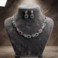 Luxury Emerald Ruby Pink Necklace Set for Weddings and Evening Wear