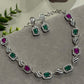 Luxury Emerald Ruby Pink Necklace Set for Weddings and Evening Wear