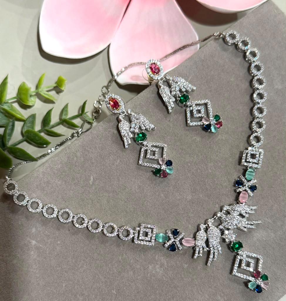 Sophisticated CZ Jewelry Set with Artistic Geometric Design