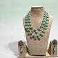 Bohemian Emerald Bead Jewelry Set with Floral Drop Earrings