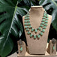 Bohemian Emerald Bead Jewelry Set with Floral Drop Earrings