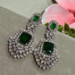 Luxury Emerald Earrings with Art Deco Cubic Zirconia Detailing