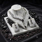 Modern Luxury Leaf Necklace with Coordinated Drop Earrings black onyx color