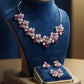 Ruby Red Pearl designer Highend Necklace Set with Matching Earrings ,Ring,tikka for Women