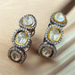Elegant CZ Hoop Earrings with Double Stone Contemporary Design