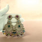 Traditional Gold Tone Chandbali Earrings with Multicolor Beads for Festivals