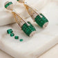 Emerald green Drop Earrings with Gold Plated Luxury Statement Design