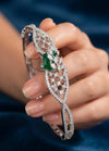 Sleek Openable Bangle/Kara with Elegant Stone Detailing and Rhodium Finish